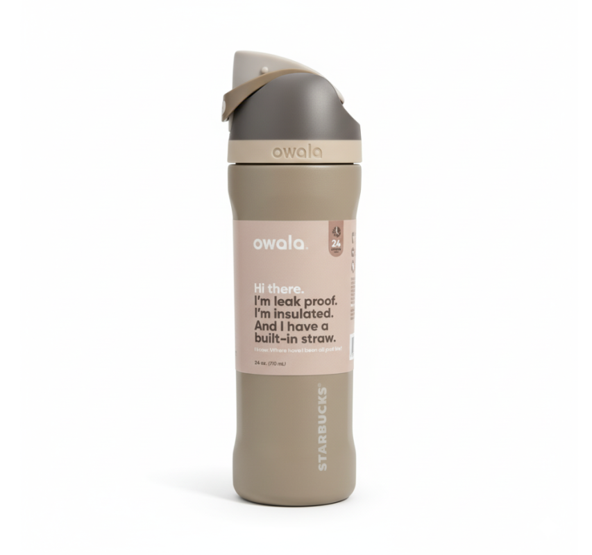 Owala x Starbucks LimitedEdition Stainless Steel WaterBottle 24oz – Taupe Beige