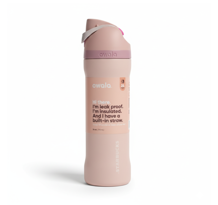 Owala x Starbucks LimitedEdition Stainless Steel WaterBottle 24oz – Pink